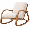 Mecedora de madera y tela bouclé crema 75x90x100 cm