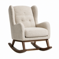 Mecedora de madera y tejido bouclé color crema 75x90x100 cm