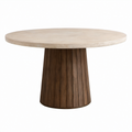 Mesa redonda de travertino y madera 120 cm