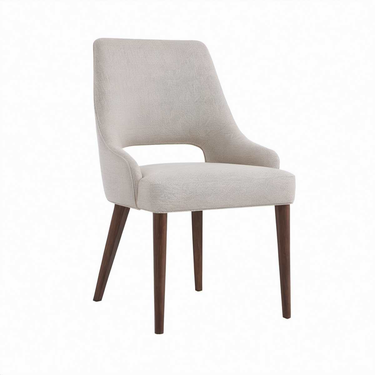 Silla tapizada en poliéster gris con patas de madera