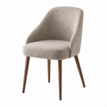 Silla de tela poliéster con respaldo curvo y patas de madera beige 85 cm