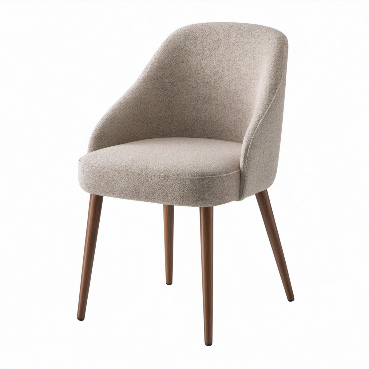 Silla de tela poliéster con respaldo curvo y patas de madera beige 85 cm