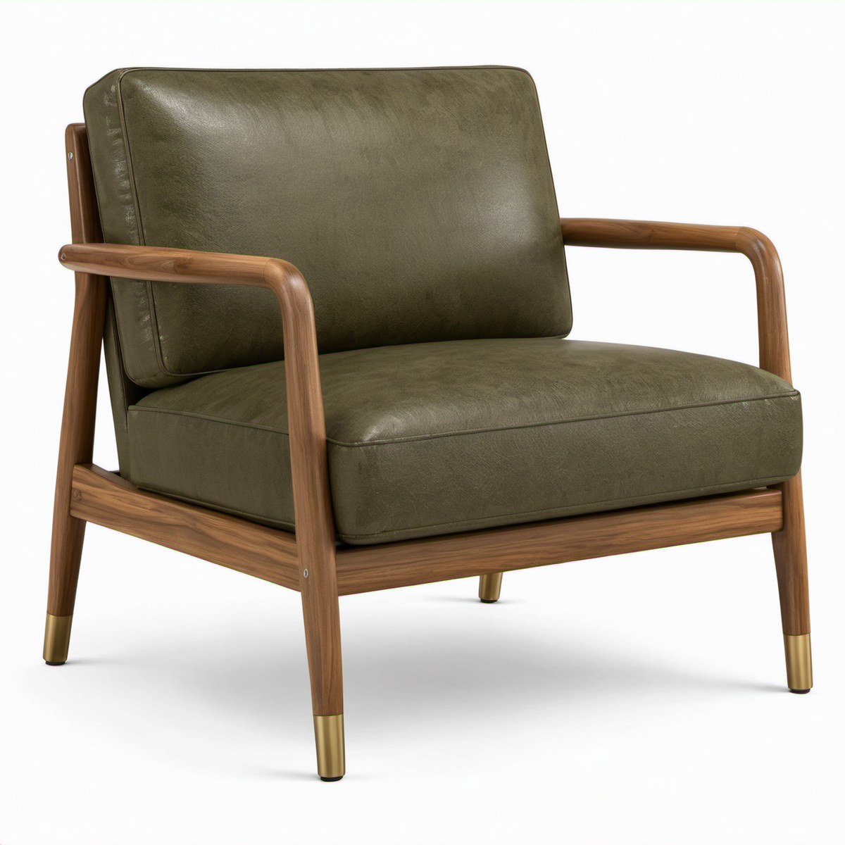 Sillón de Madera y Cuero PU Verde